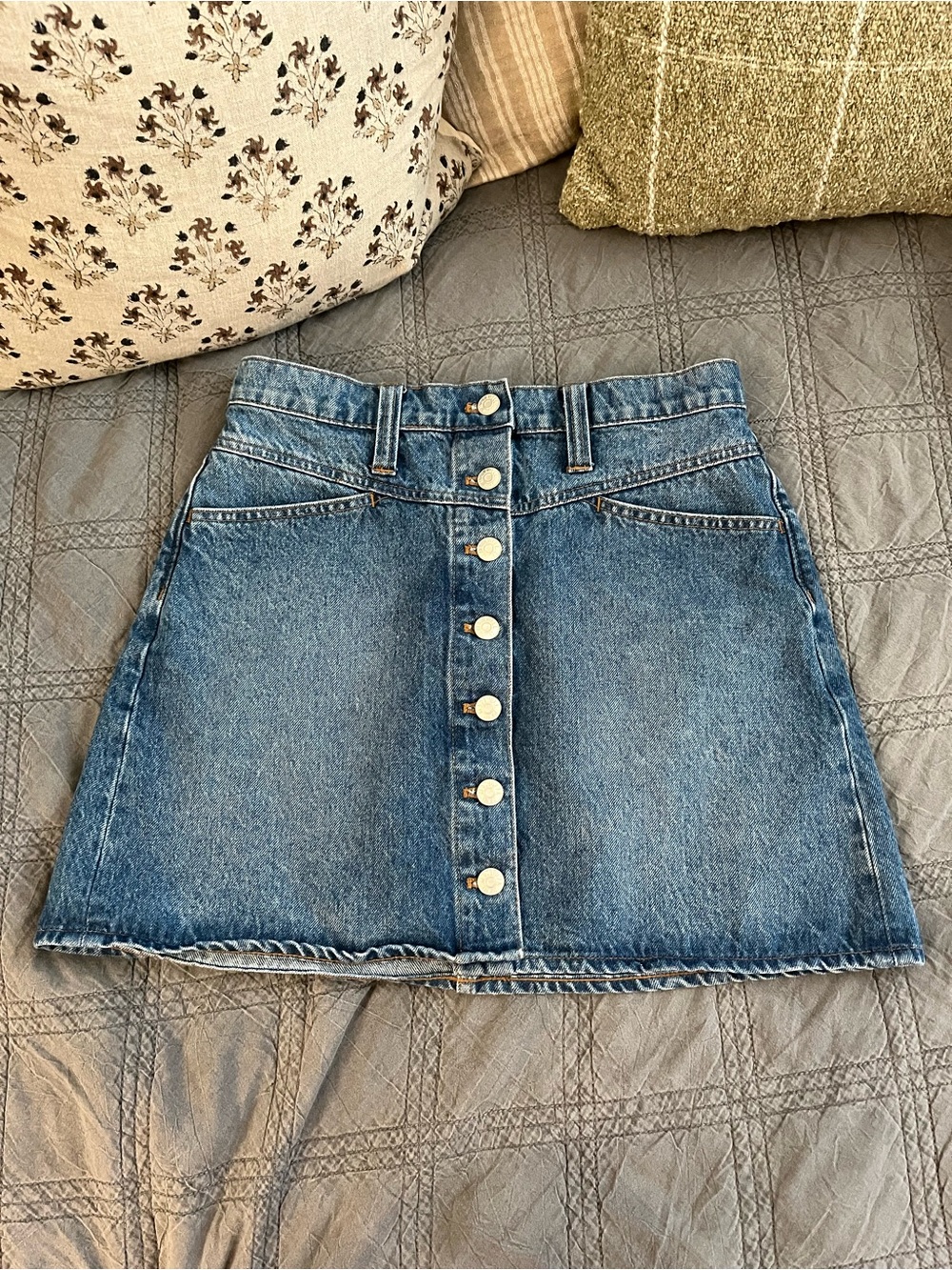 Madewell Classic Blue Denim Button-Front Mini Skirt